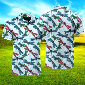 Colorful Blue Dragonflies Polo Shirt For Men