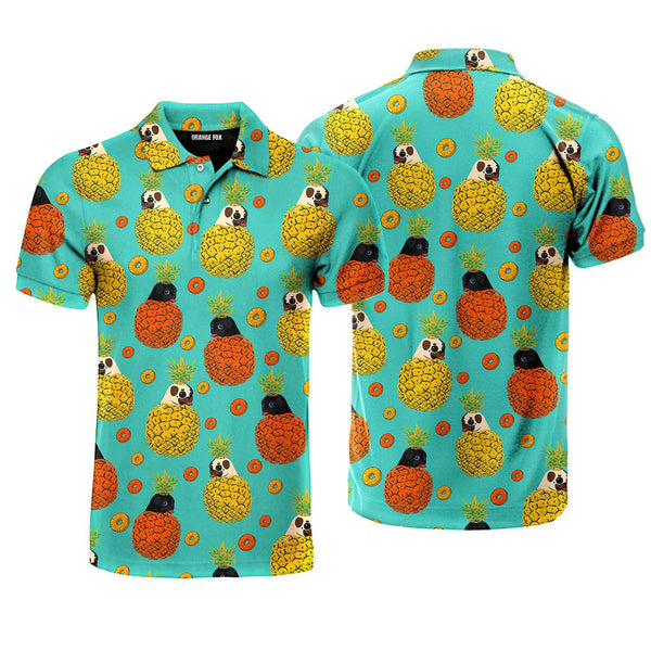 Colorful Bulldog Pineapple Polo Shirt For Men