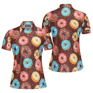 Colorful Donut Sprinkles Sweet Polo Shirt For Women