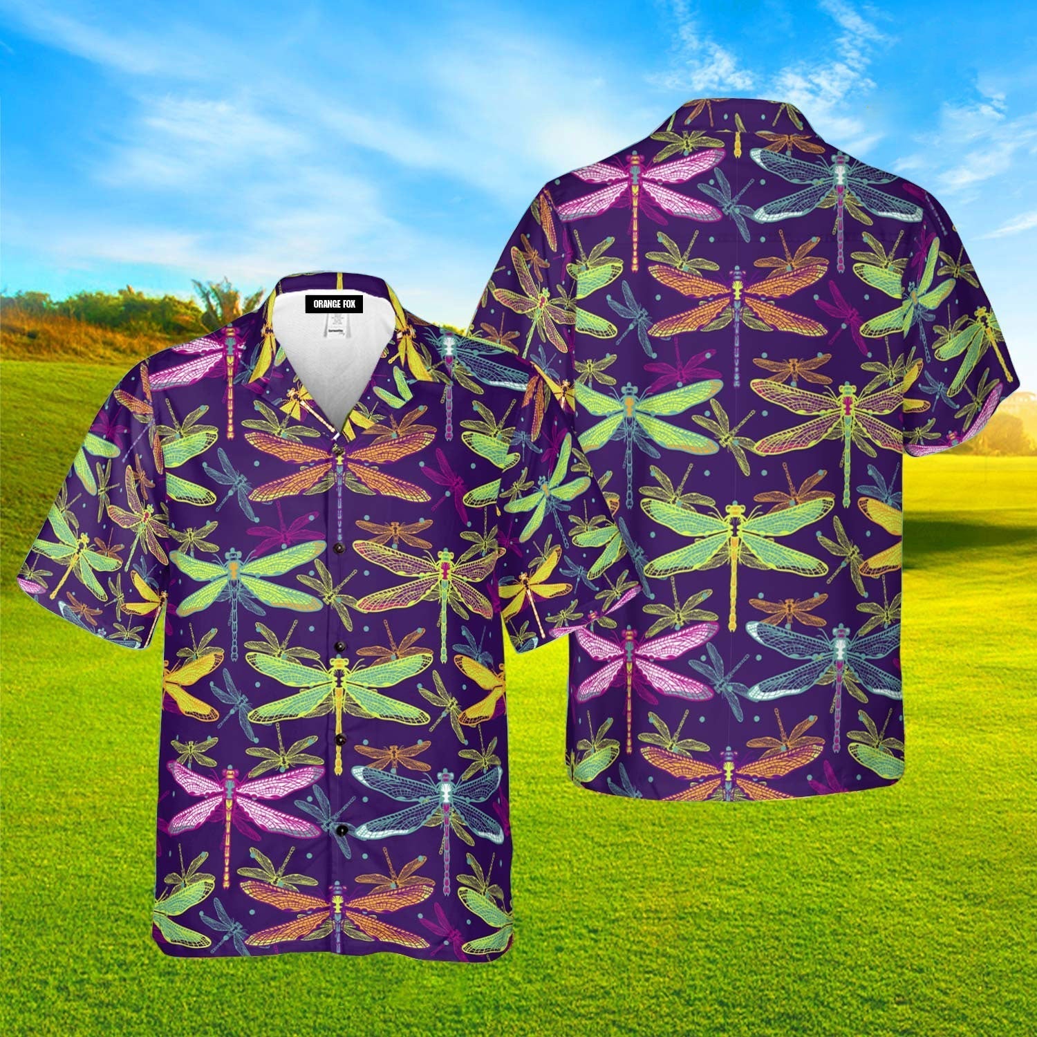 Colorful Dragonflies Insect Pattern Aloha Hawaiian Shirts For Men & Women