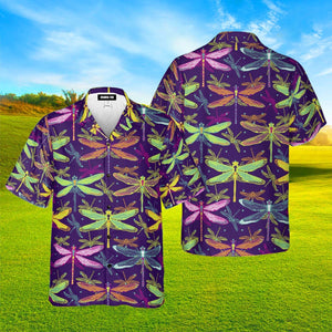 Colorful Dragonflies Insect Pattern Aloha Hawaiian Shirts For Men & Women