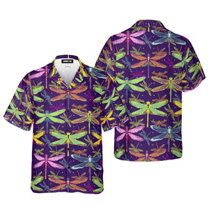 Colorful Dragonflies Insect Pattern Aloha Hawaiian Shirts For Men & Women