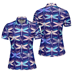 Colorful Dragonflies Insect Polo Shirt For Women