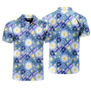 Colorful Dragonflies Rainbows And Flowers Polo Shirt For Men