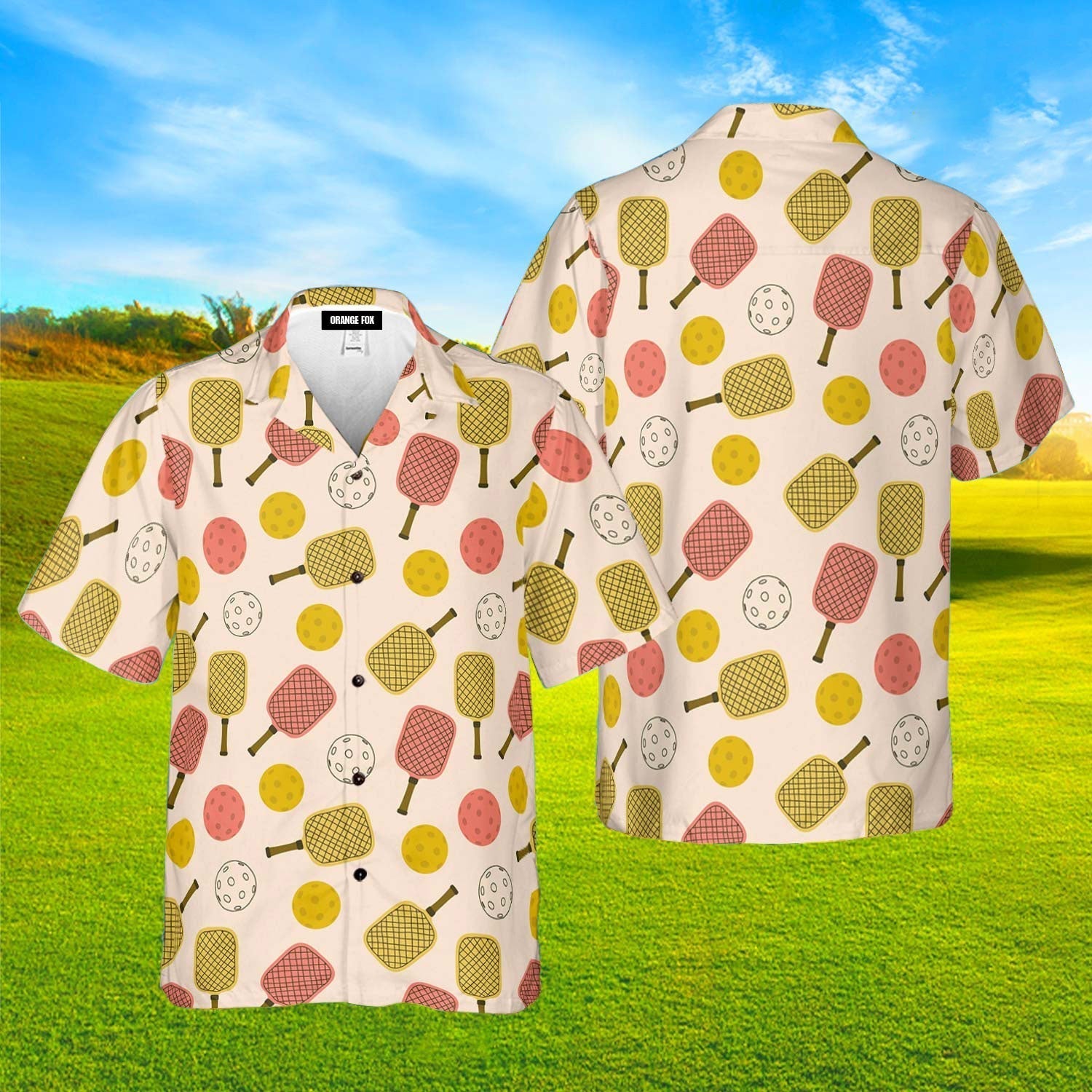 Colorful Pickleball Paddle Pattern Aloha Hawaiian Shirts For Men & Women