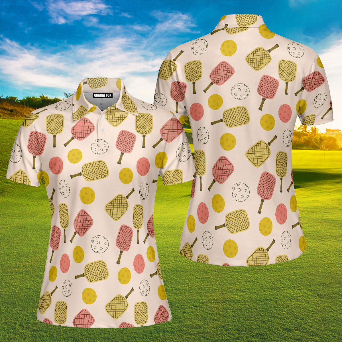 Colorful Pickleball Paddle Polo Shirt For Women