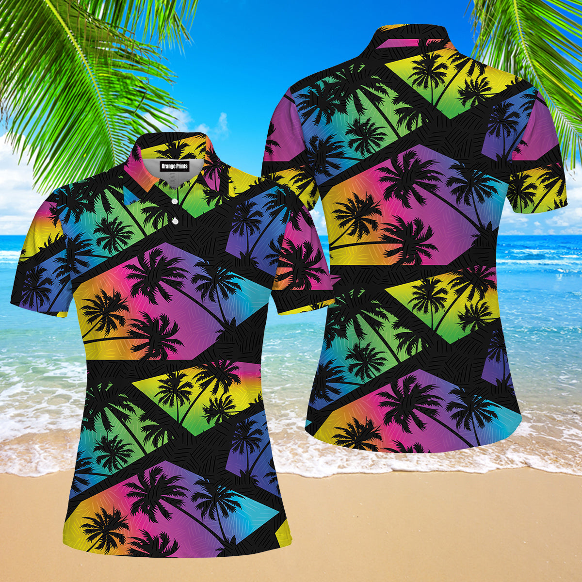Colorful Tropical Polo Shirt For Women