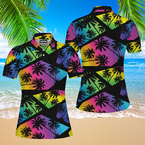 Colorful Tropical Polo Shirt For Women
