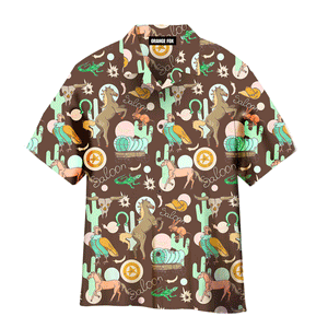 Country Horse Cowboy Cactus Brown Hawaiian Shirt For Men And Women WH1154