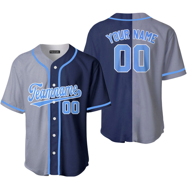Custom Navy Light Blue Gray Split Fashion Baseball Jerseys For Men & Women