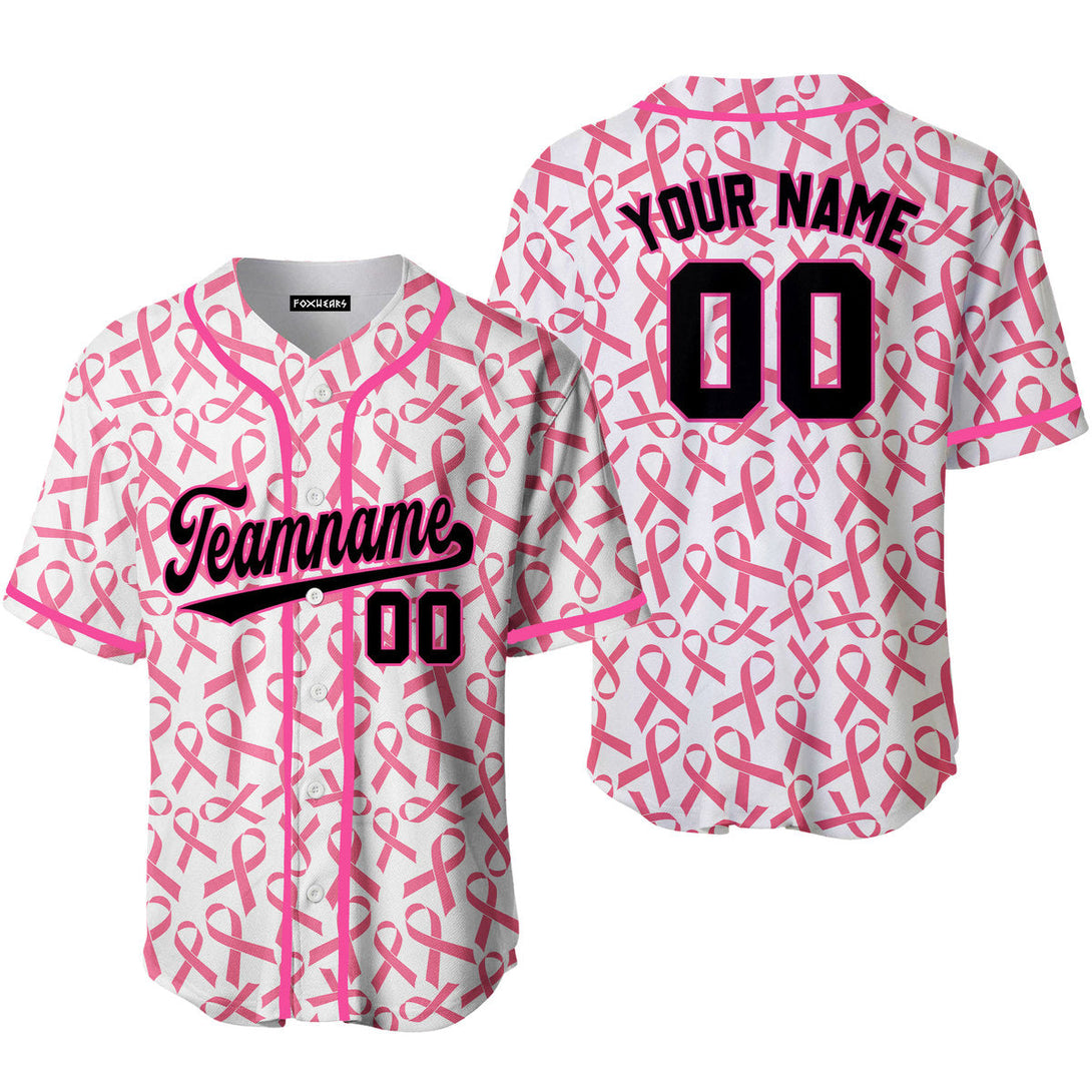Custom Ribbon Seamless Breast Cancer Light Black Pink Baseball Jerseys For Men & Women