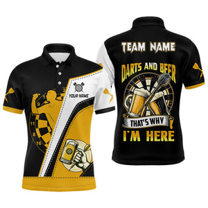 Custom Dart and Beer Jersey Polo Quarter-Zip Team Shirts, That's Why I'm Here Customized Name Team Name Darts Team Jerseys Uniform