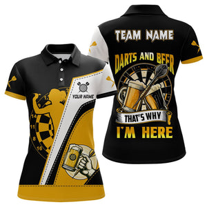 Custom Dart and Beer Jersey Polo Quarter-Zip Team Shirts, That's Why I'm Here Customized Name Team Name Darts Team Jerseys Uniform