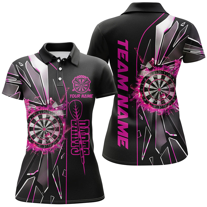 Custom Darts Team Jersey, Break Glass Darts Polo Quarter-Zip Shirts, Customized Name Team Name Darts Team Jerseys Uniform