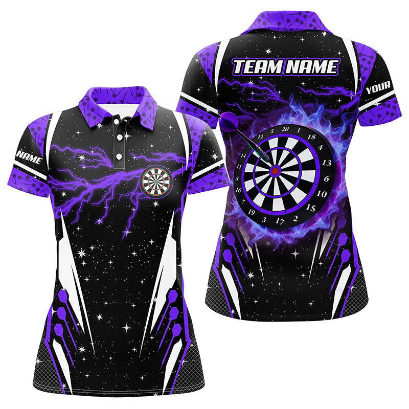 Custom Lightning Glitter Darts Team Jersey Polo Quarter-Zip Shirts, Customized Name Team Name Darts Team Jerseys Uniform