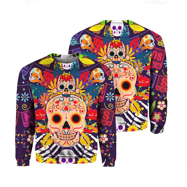 Dia De Los Muertos Sugar Skull Crewneck Sweatshirt For Men & Women