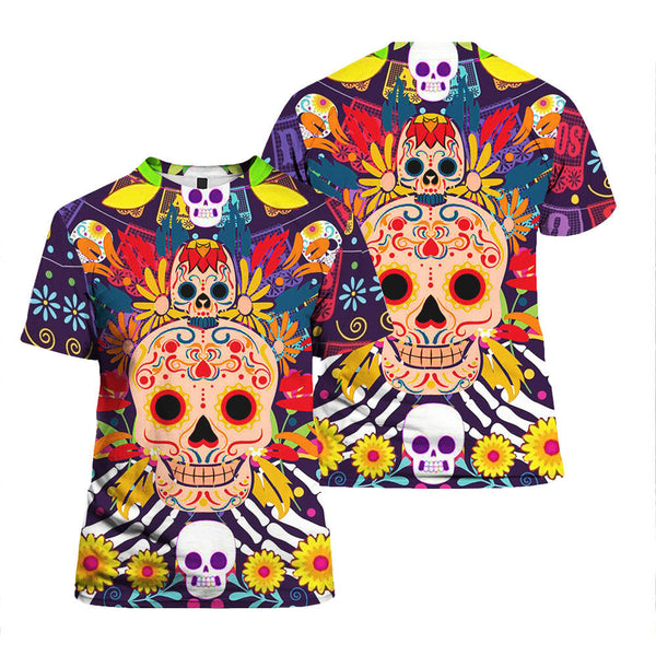 Dia De Los Muertos Sugar Skull T-Shirt For Men & Women