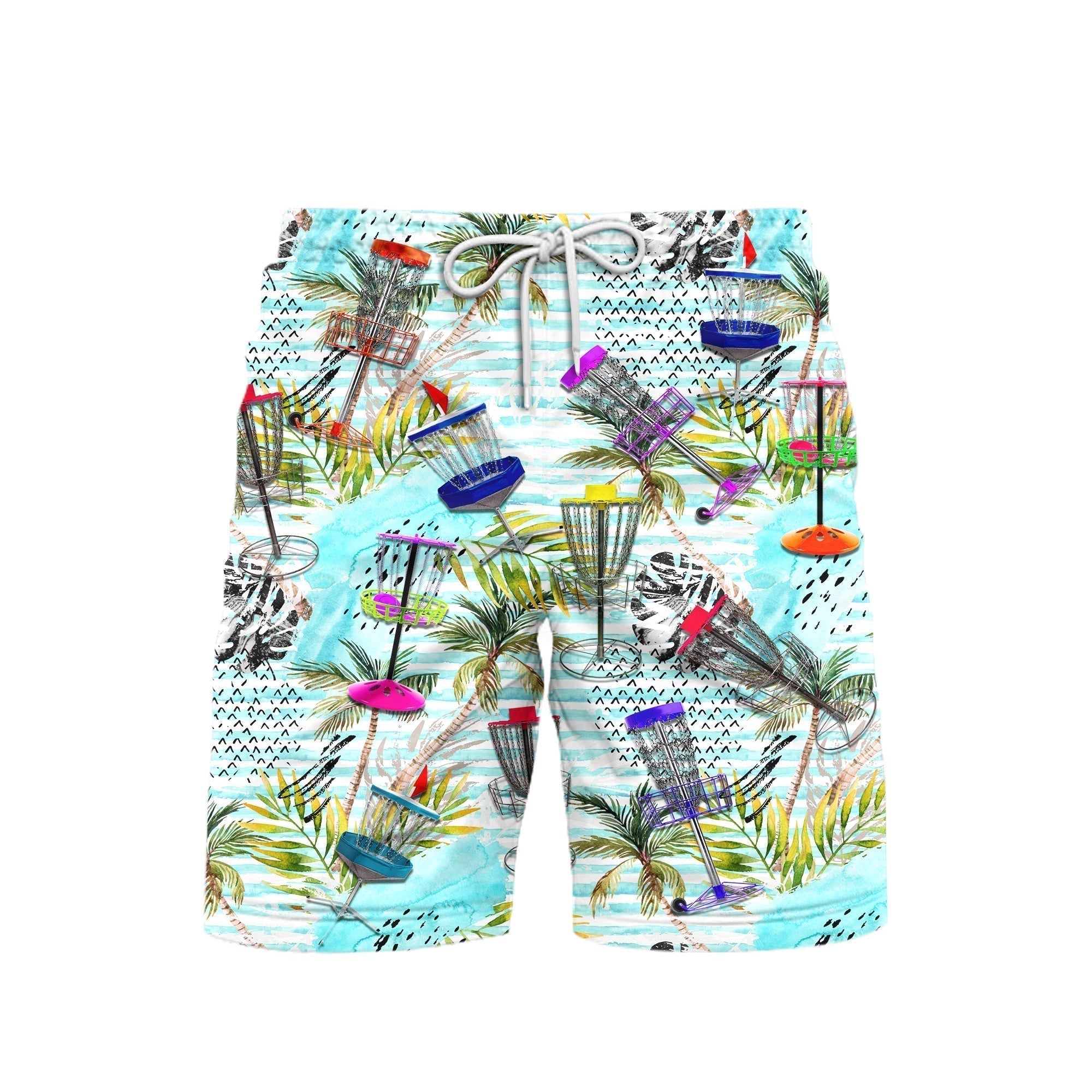 Disc Golf Tropical Palm Trees Pattern Beach Shorts For Men