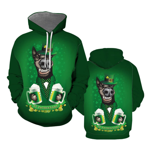 Dog With Green Beer Patricks Day Hoodie For Men & Women