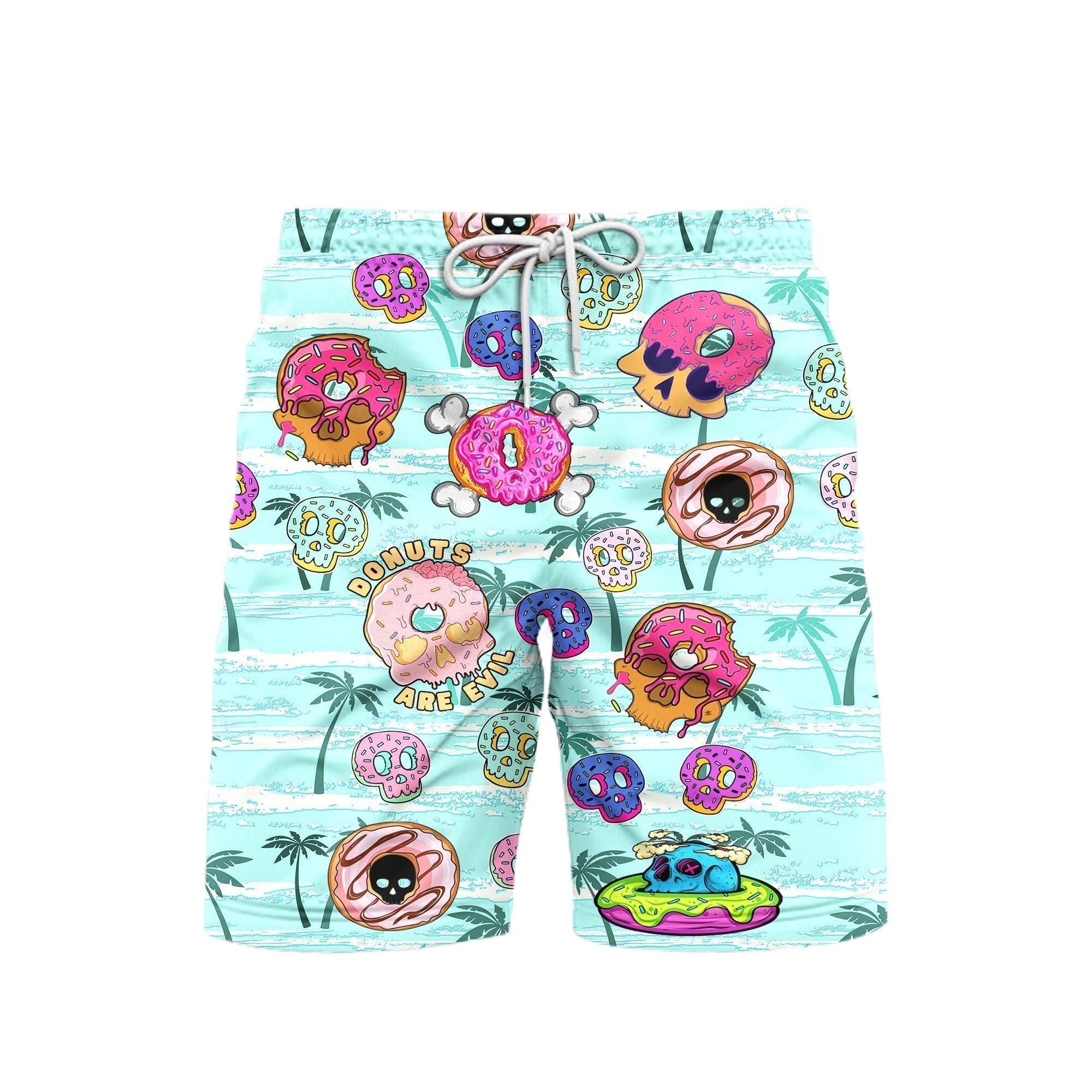 Donuts Are Evil Summer Tropical Beach Shorts For Men