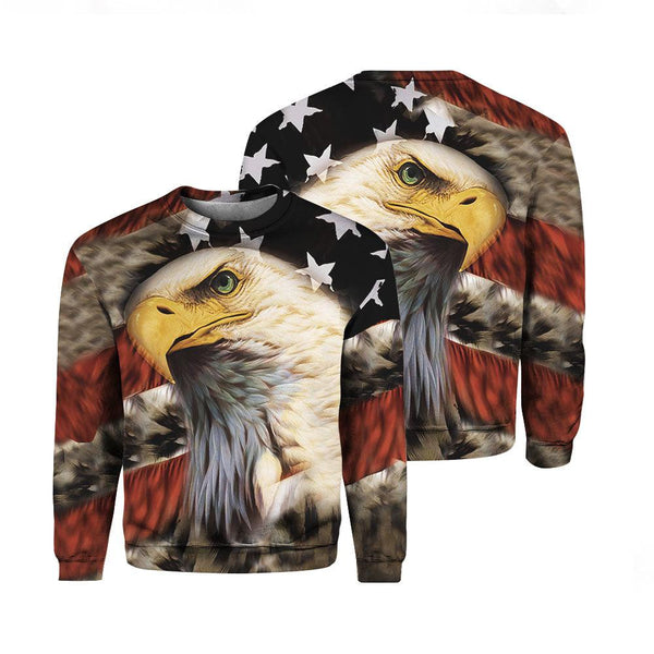 Eagle Patriot American Flag Crewneck Sweatshirt For Men & Women