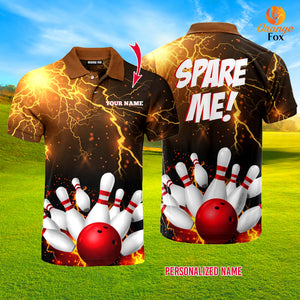 Spare Me Red And Yellow Bowling Strike Custom Name Polo Shirt For Men &amp; Women FPN1056