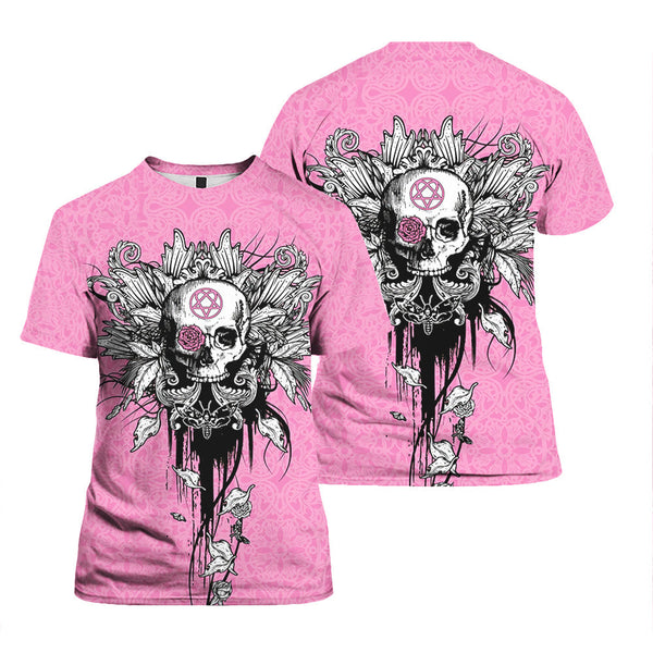 Fashion Women Flower Skull T Shirt For Men & Women