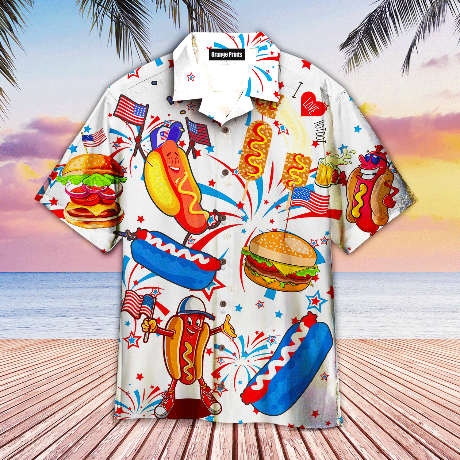 Funny American Hot Dog 4th Of July Independence Day Patriotic Hawaiian Shirt For Men And Women WT8039