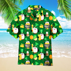 Funny Penguins Happy St Patricks Day Hawaiian Shirt For Men & Women