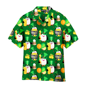 Funny Penguins Happy St Patricks Day Hawaiian Shirt For Men & Women