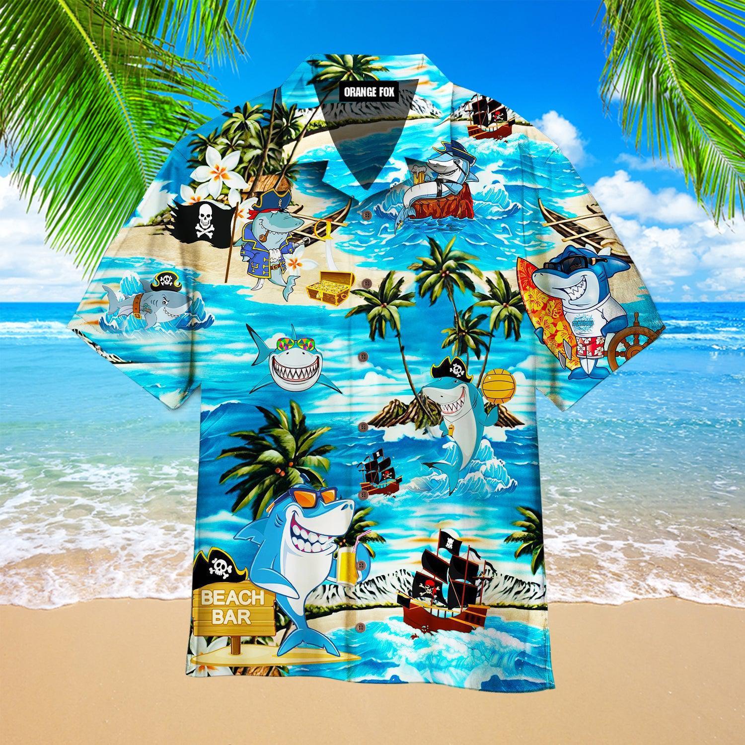 Funny Shark Summer Beach Hawaiian Shirt For Men & Women