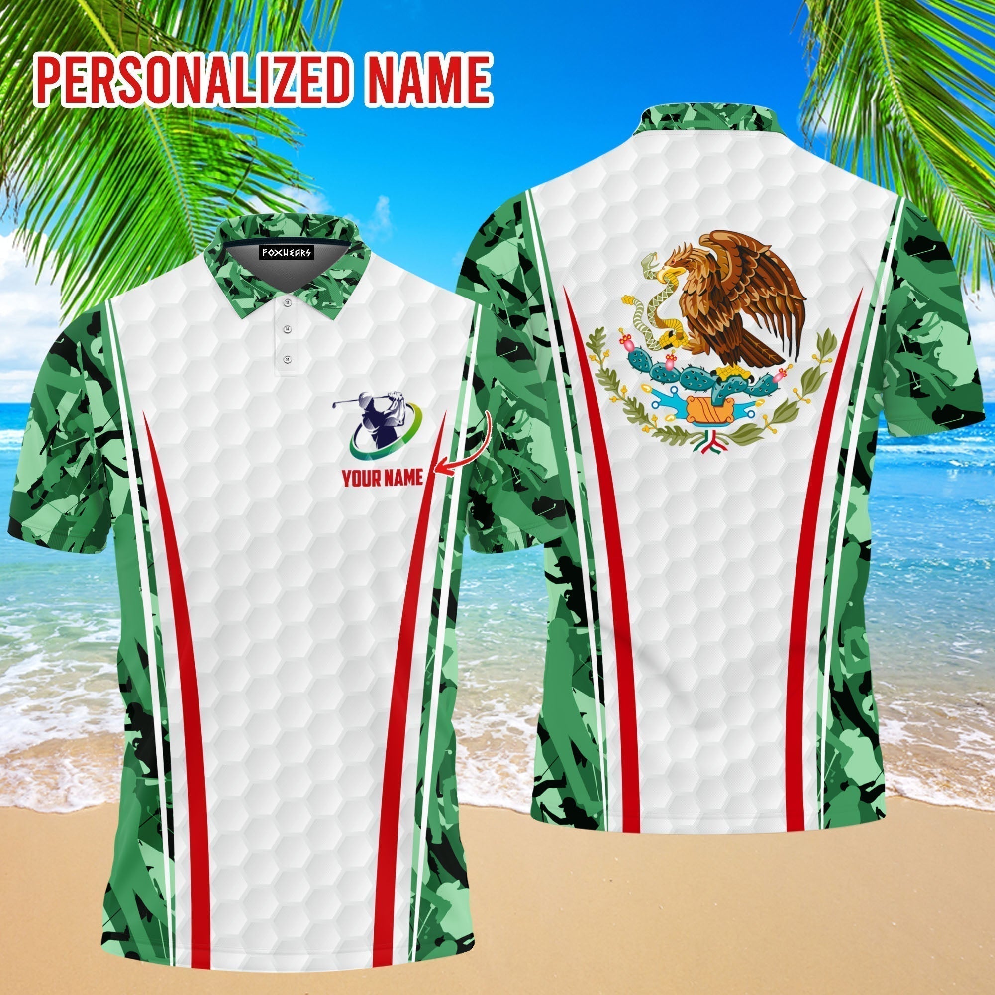 Golf Mexico Custom Name Polo Shirt For Men & Women PN1684