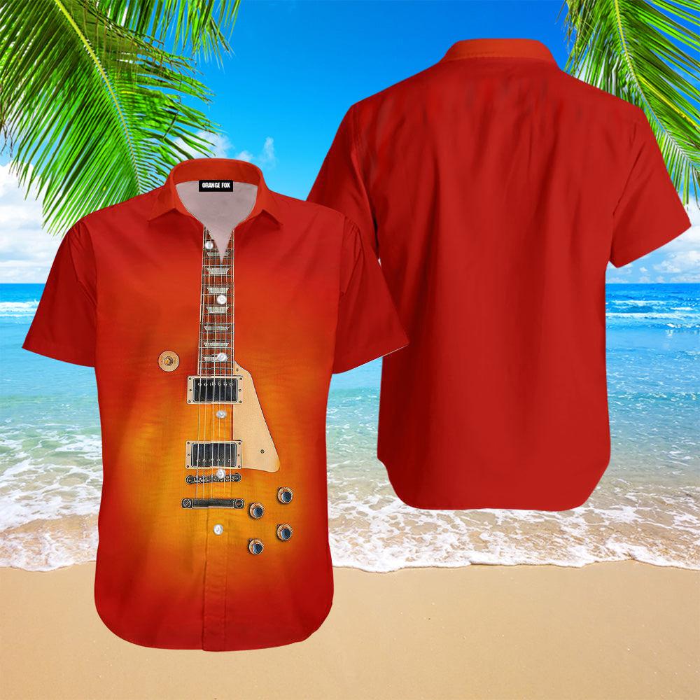 Guitar - Gift For Music Lovers - Red Hawaiian Shirt For Men & Women