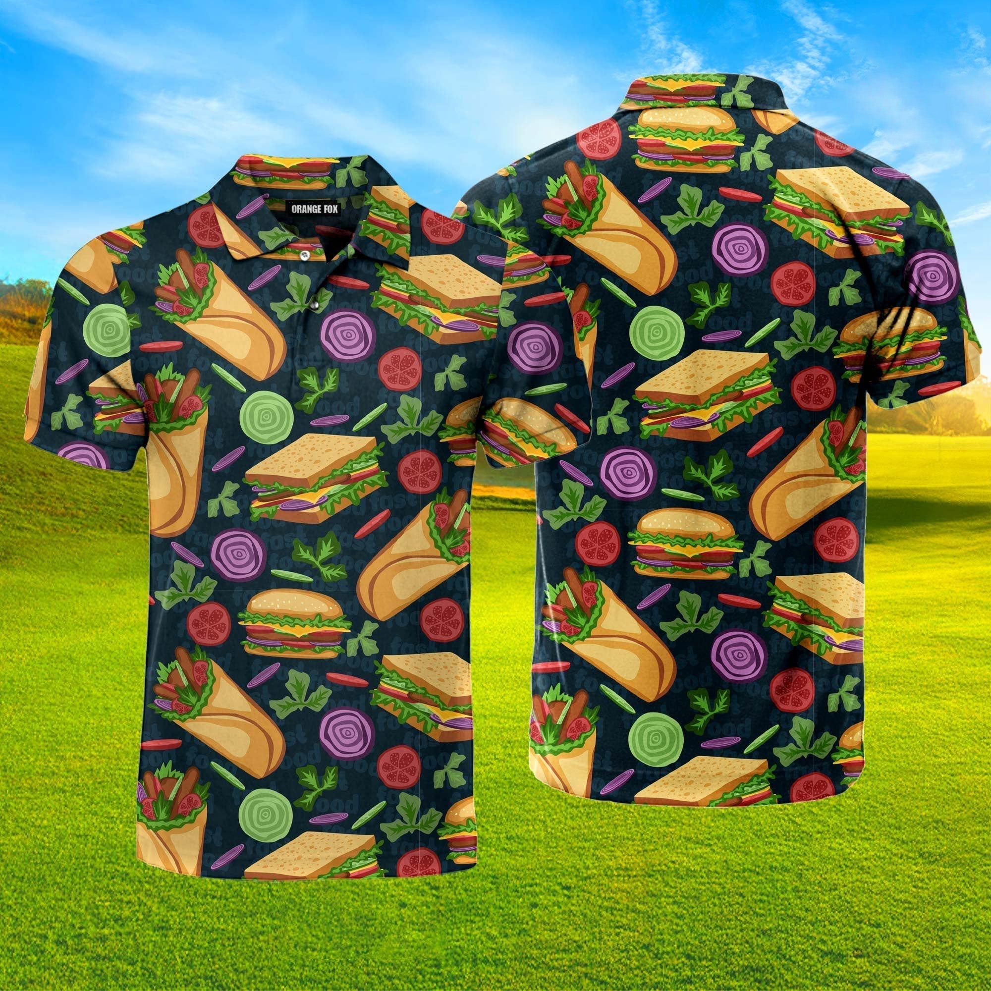Hamburger And Tacos Fast Food For Life Polo Shirt For Men