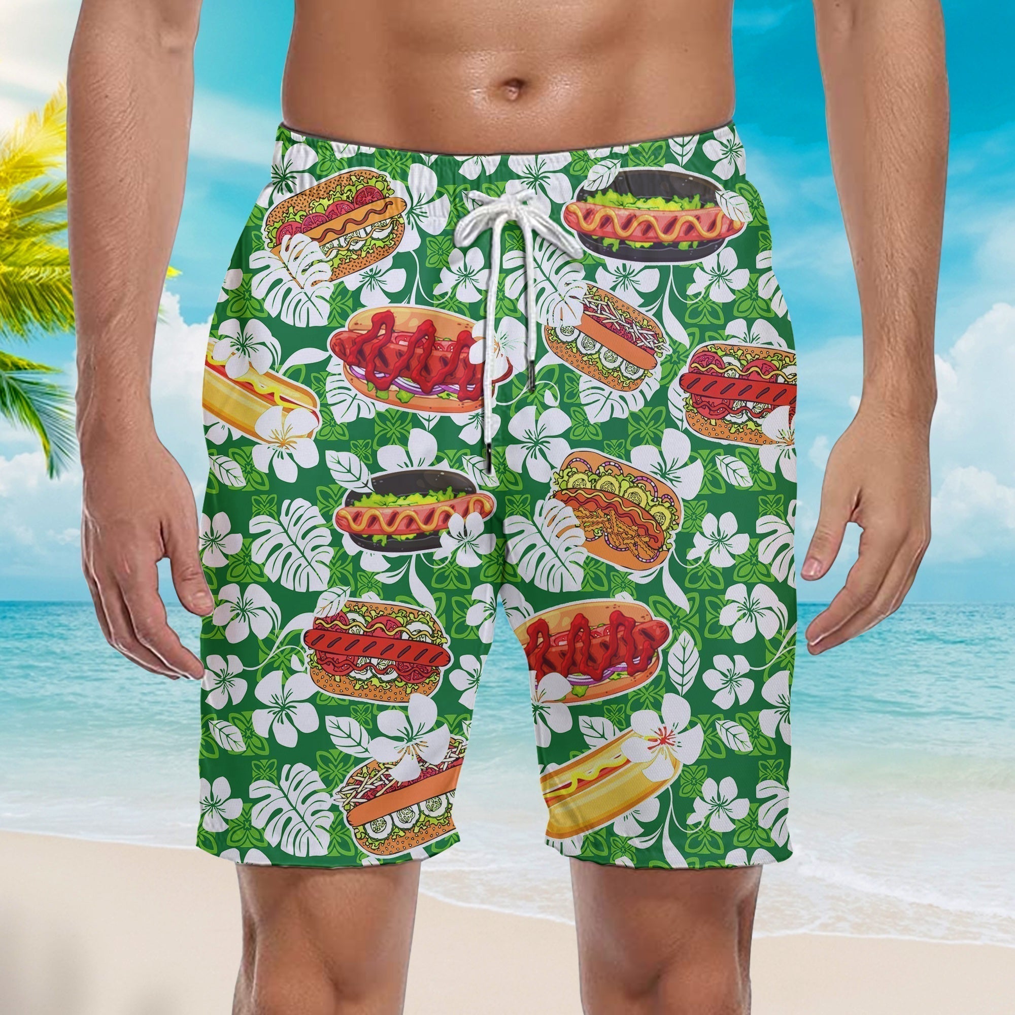 Hot Dog Tropical Beach Shorts For Men