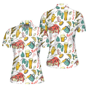 I Like Beer Pattern Polo Shirt For Women
