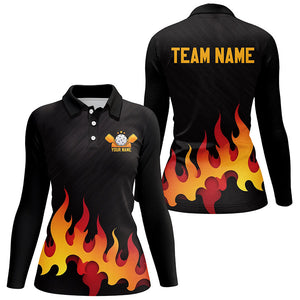 Custom Flame Pickleball Polo Shirts, Women's Pickleball Clothing IPHW6881