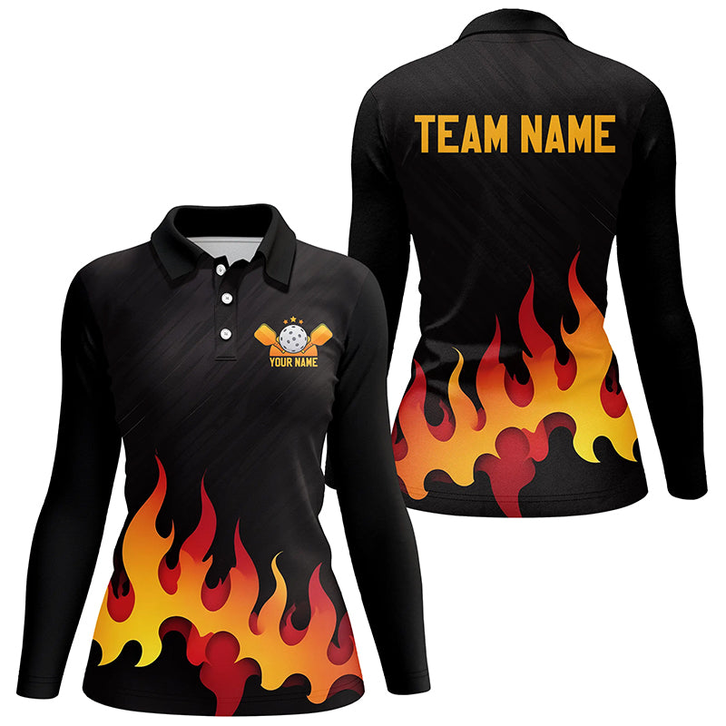 Custom Flame Pickleball Polo Shirts, Women's Pickleball Clothing IPHW6881