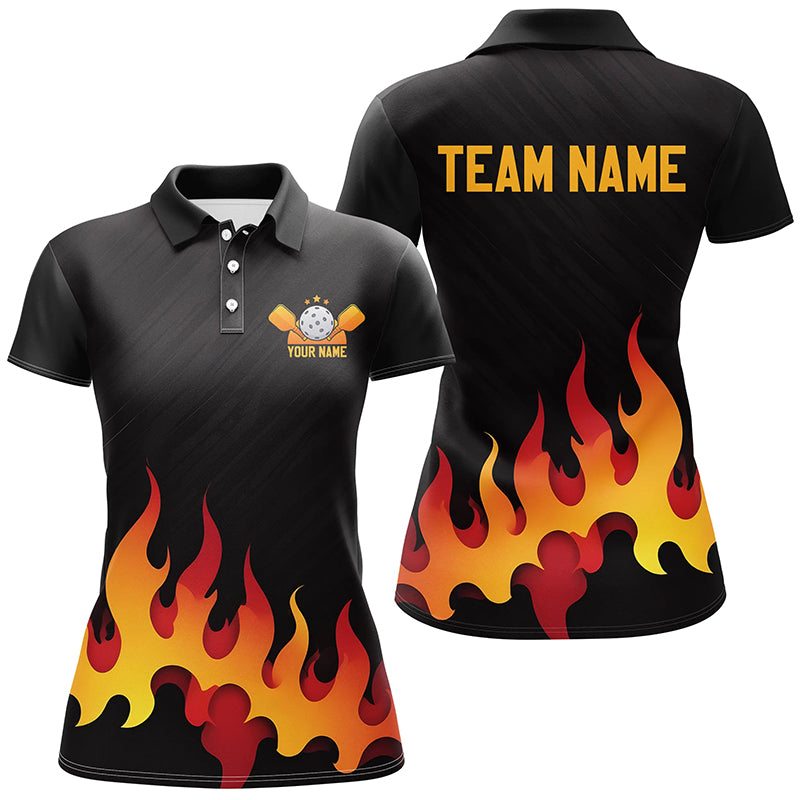 Custom Flame Pickleball Polo Shirts, Women's Pickleball Clothing IPHW6881