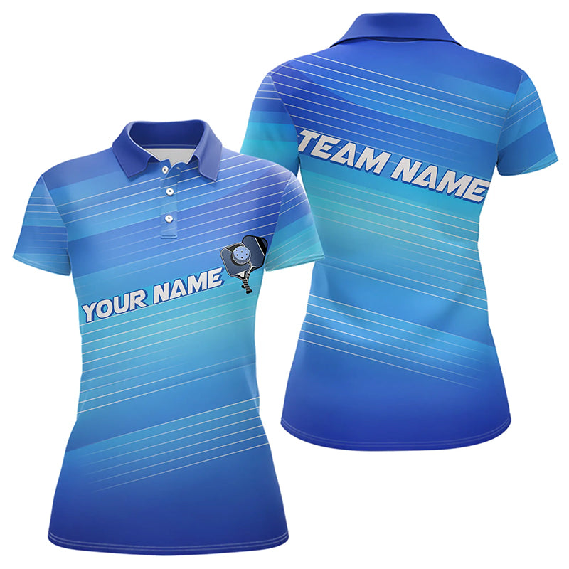 Custom Blue Pickleball Polo Shirts For Women, Pickleball Tournament Team Shirt IPHW8115