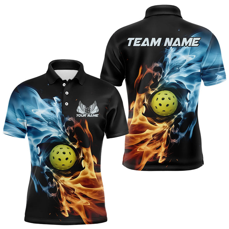 Water And Fire Custom Pickleball Polo Shirts For Men, Pickleball Team Pickleball Jerseys IPHW8198