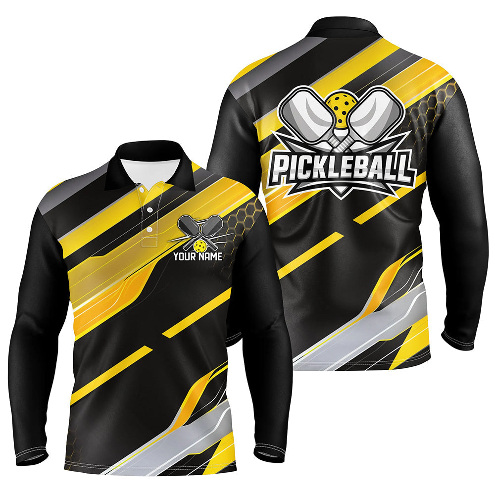 Custom Men'S Pickleball Polo Shirts For Men, Outdoor Pickleball Outfits For Players | Yellow IPHW6929