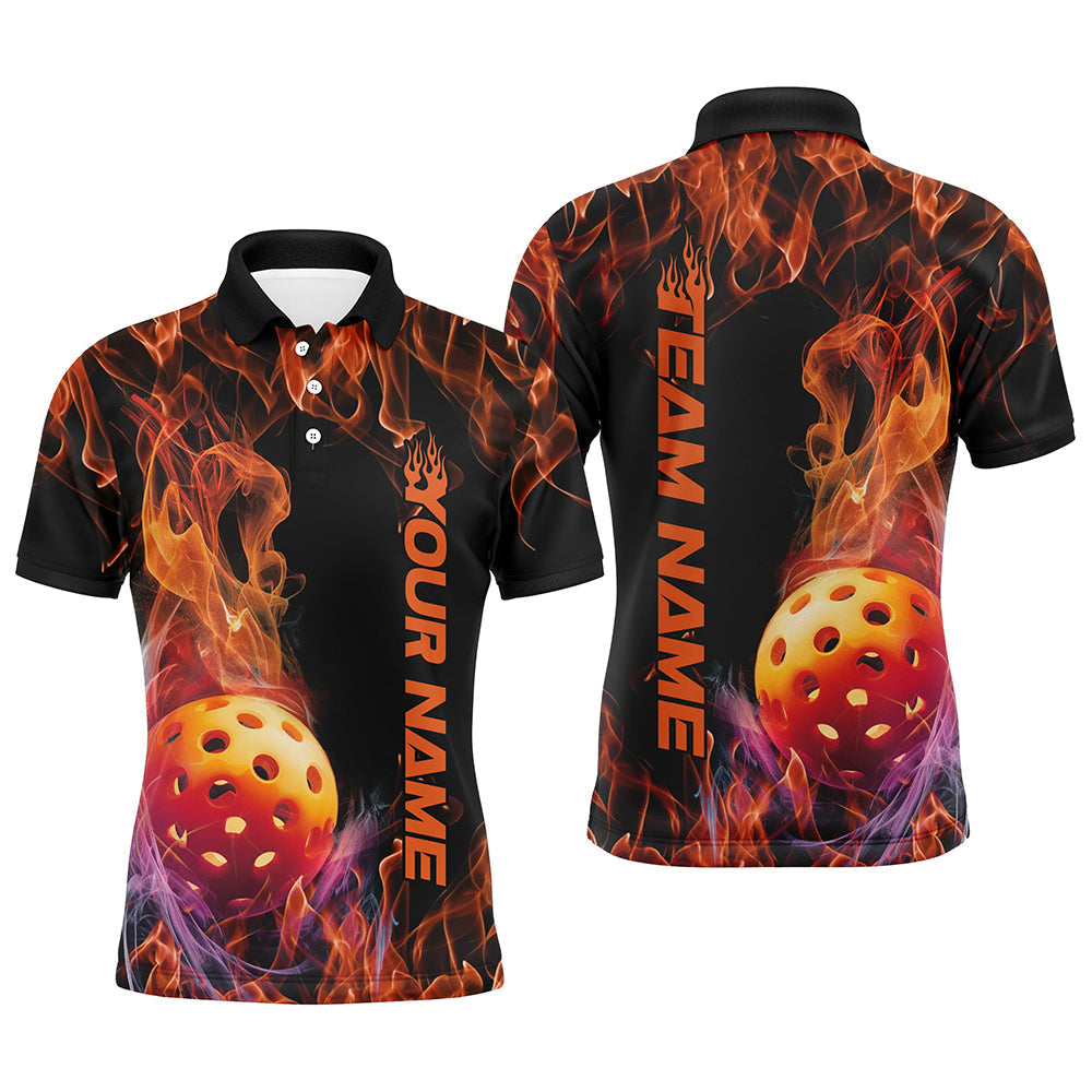 Custom Flame Pickleball Polo Shirts For Men, Fire Pickleball Jerseys IPHW8196