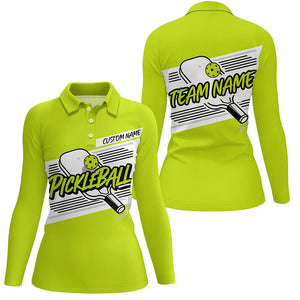 Personalized Women's Pickleball Polo Shirts, Pickleball Tournament Shirts For Team | Green IPHW6705