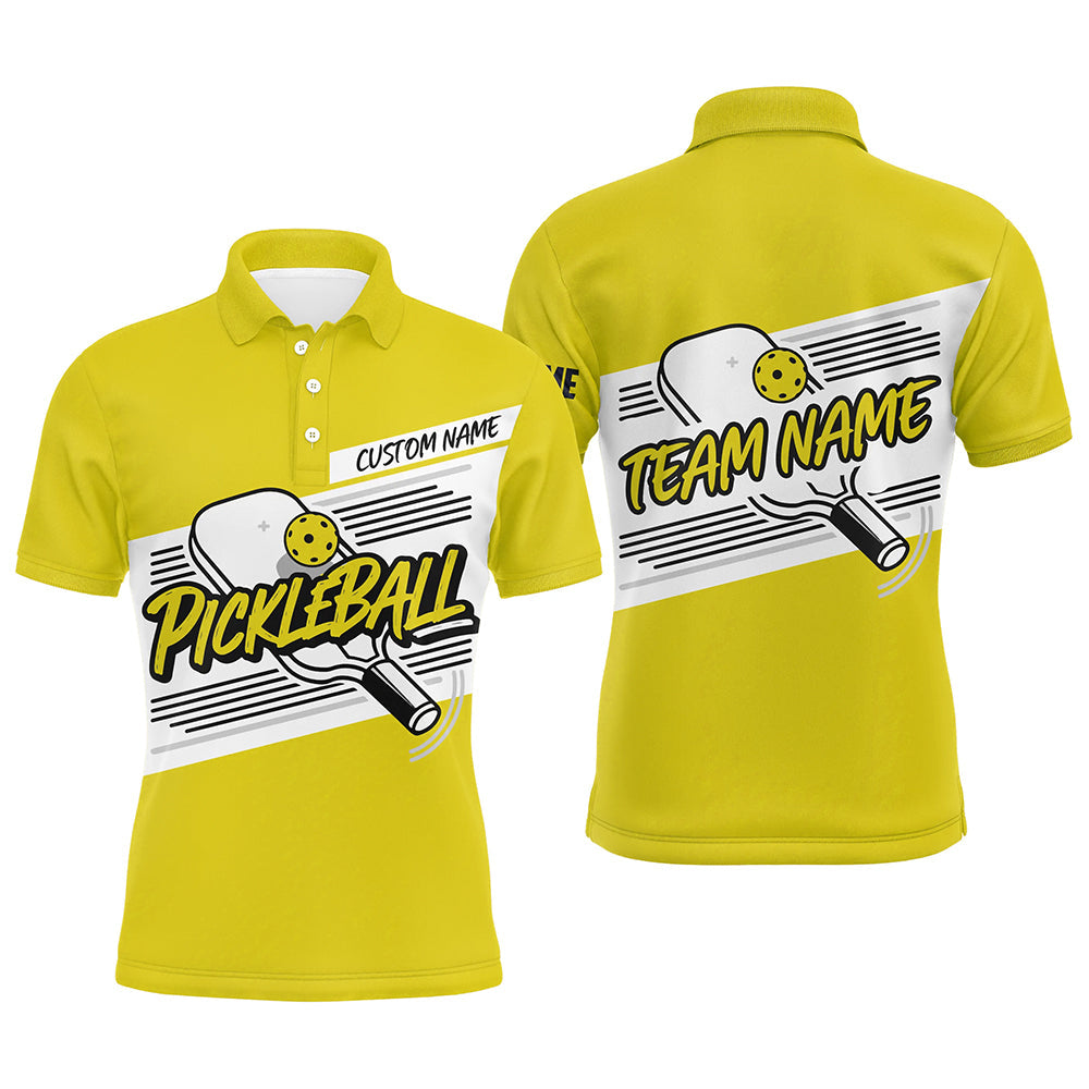 Personalized Men'S Pickleball Polo Shirts, Pickleball Tournament Shirts For Team | Yellow IPHW6706
