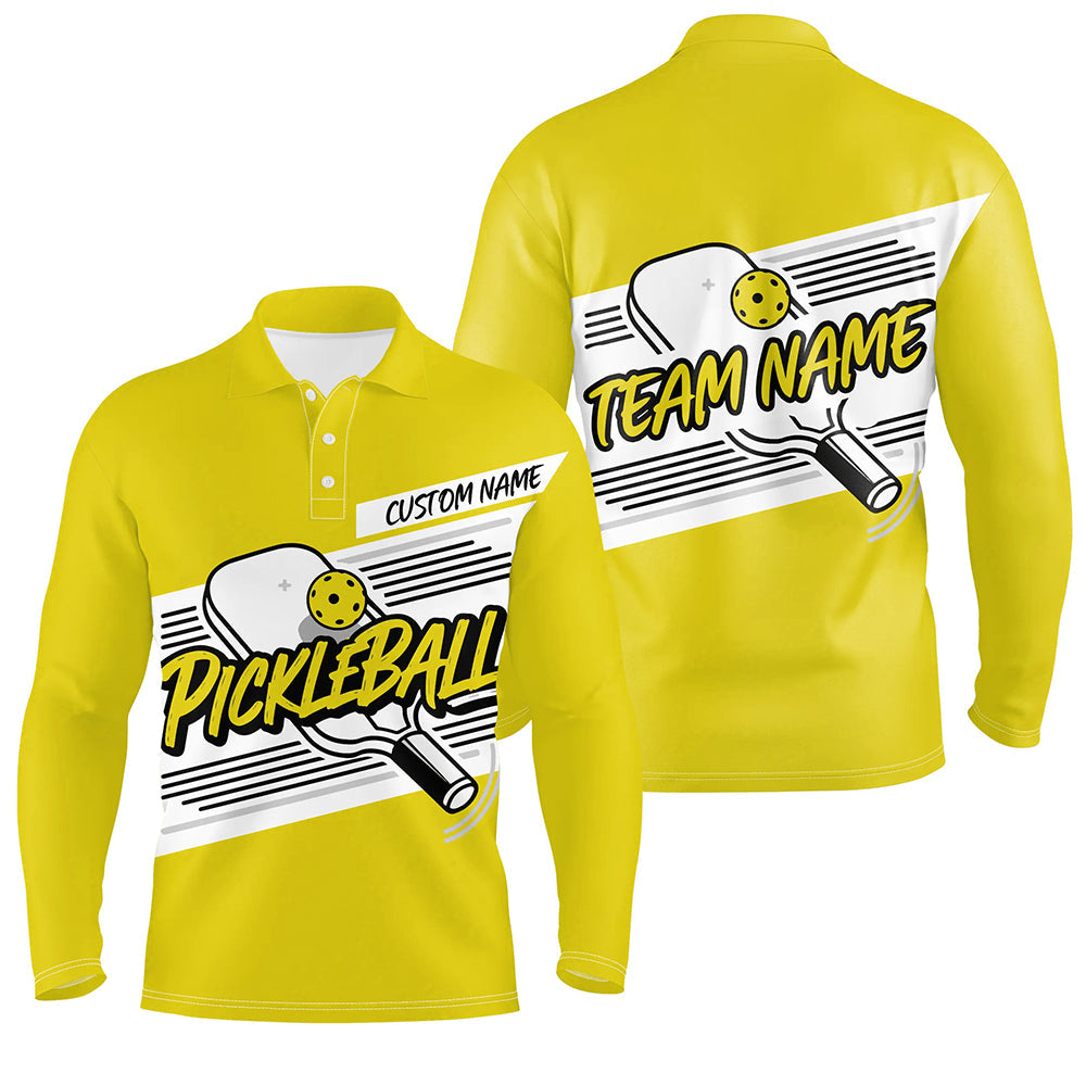 Personalized Men'S Pickleball Polo Shirts, Pickleball Tournament Shirts For Team | Yellow IPHW6706