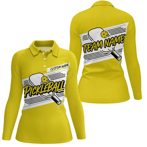 Personalized Women's Pickleball Polo Shirts, Pickleball Tournament Shirts For Team | Yellow IPHW6706
