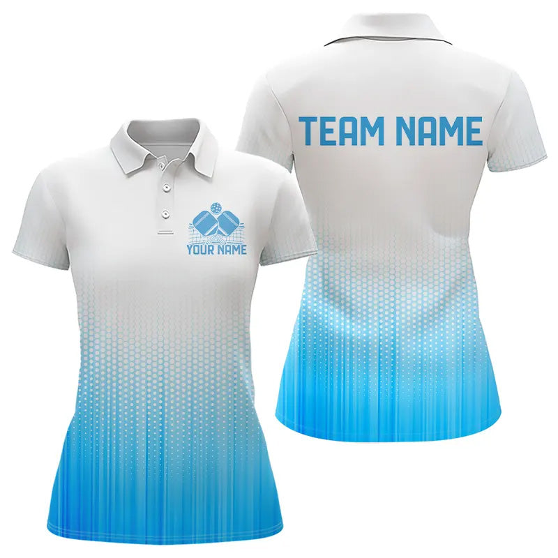 Custom Blue Pickleball Team Polo Shirts For Women, Pickleball League Shirt IPHW8114