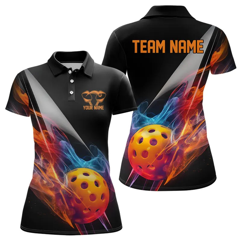 Custom Flame Pickleball Polo Shirts For Women, Pickleball Team Uniform Pickleball Outfits IPHW8195