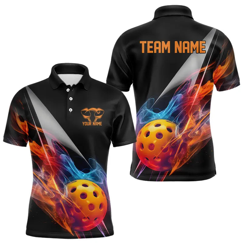 Custom Flame Pickleball Polo Shirts For Men, Pickleball Team Uniform Pickleball Outfits IPHW8195